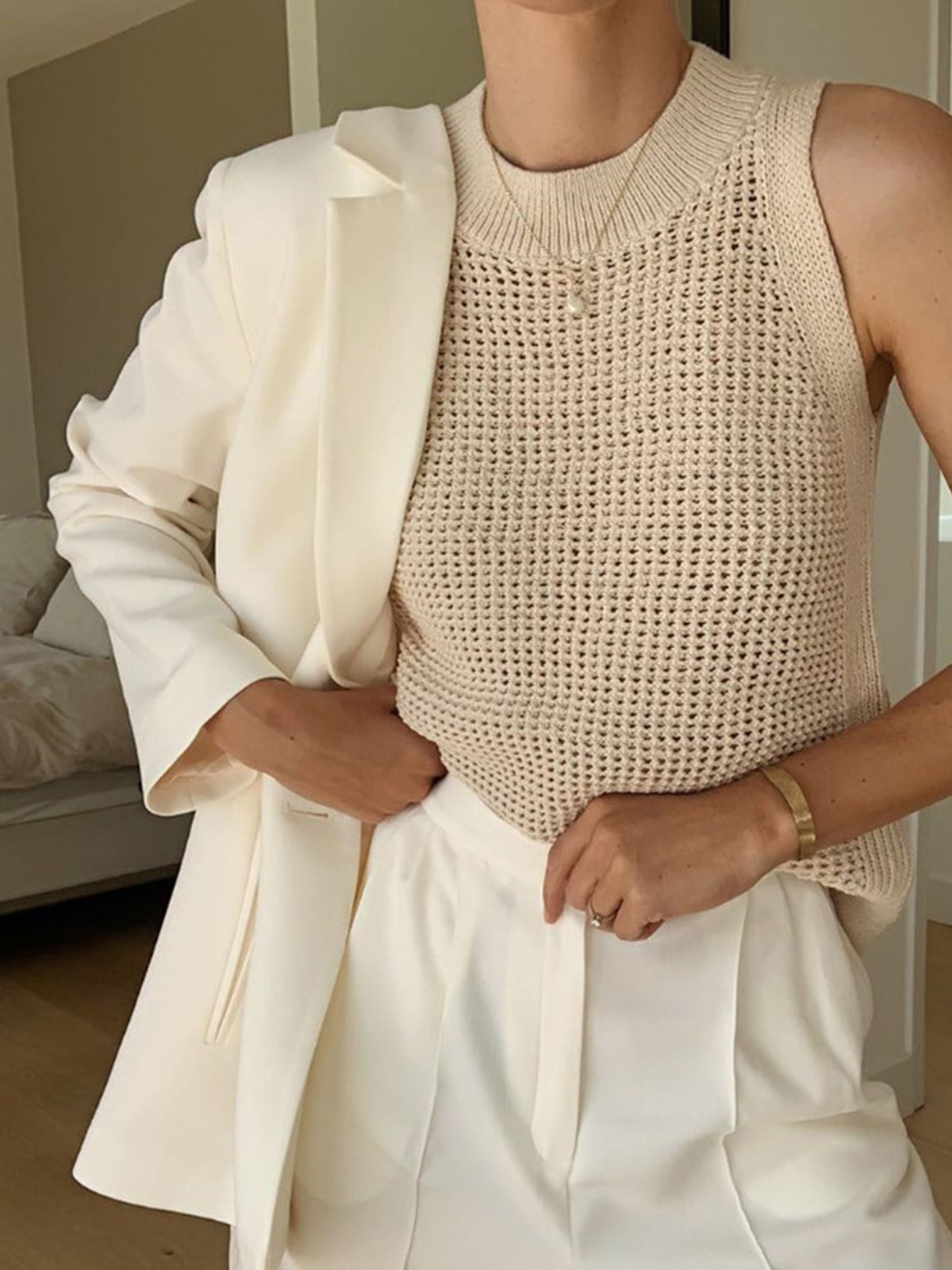 Knit Hollow Solid Tank Top Modehuis-Nederland