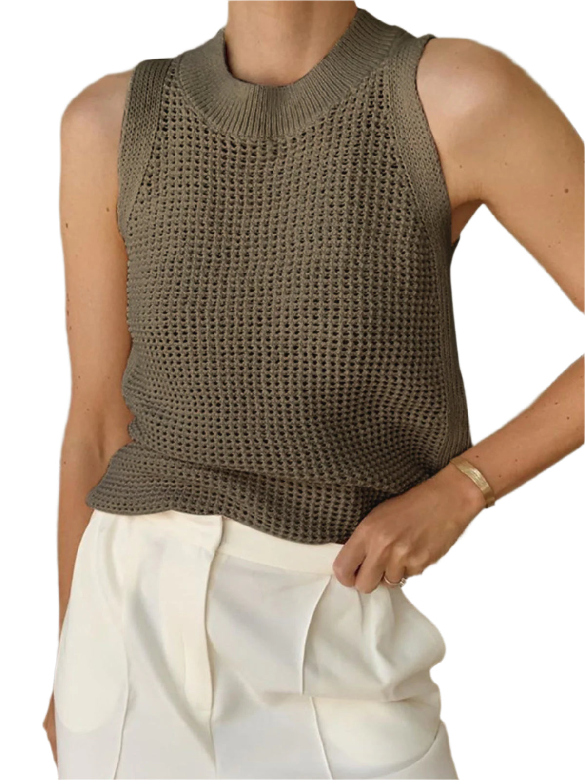 Knit Hollow Solid Tank Top Modehuis-Nederland