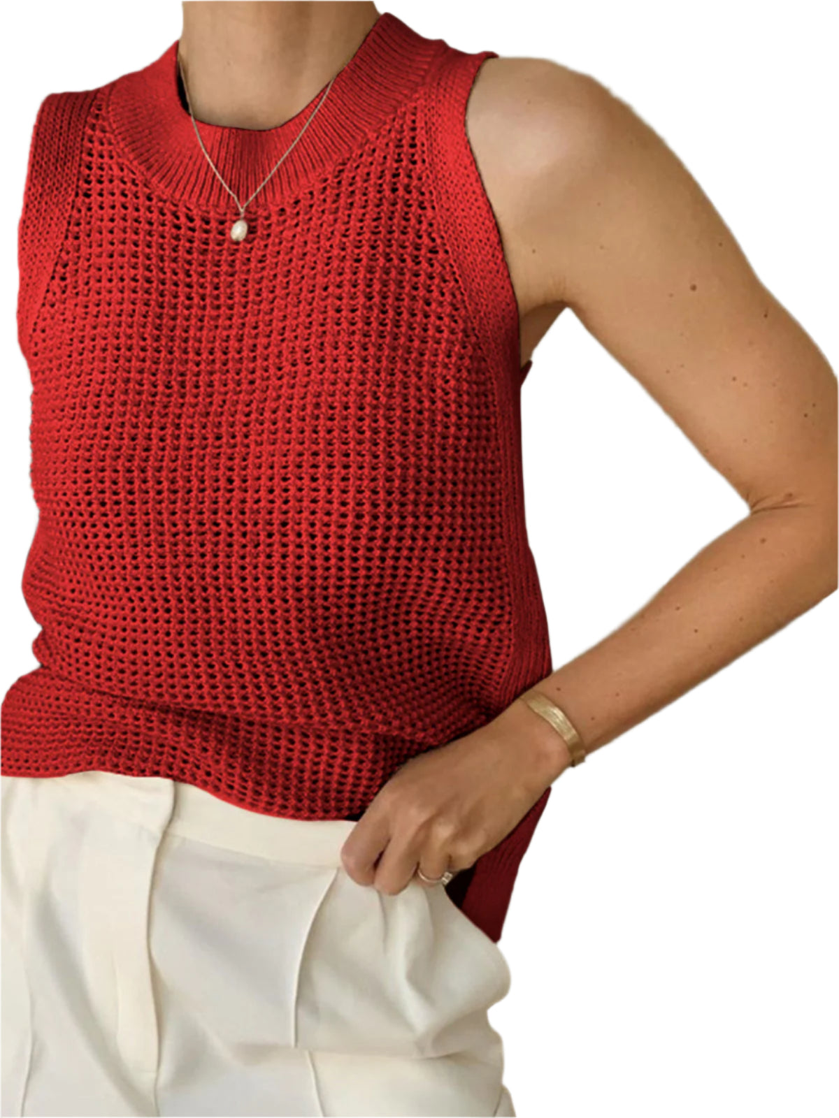 Knit Hollow Solid Tank Top Modehuis-Nederland