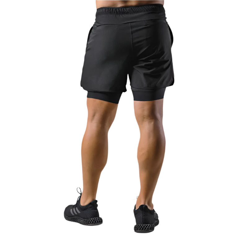 Heren 2-in-1 trainingsshort met geïntegreerde compressielaag