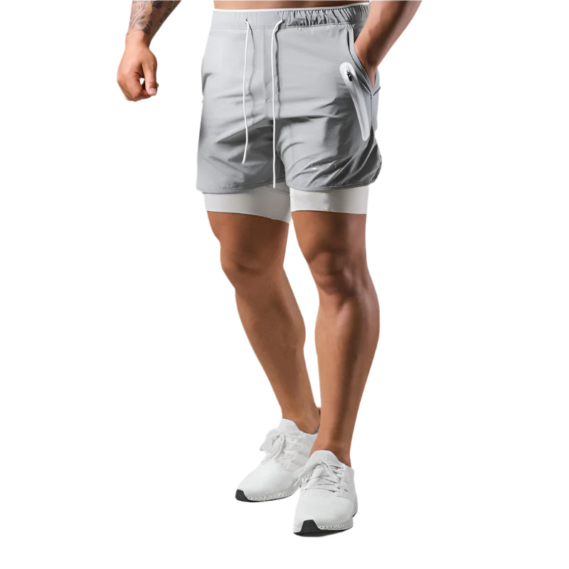 Heren 2-in-1 trainingsshort met geïntegreerde compressielaag