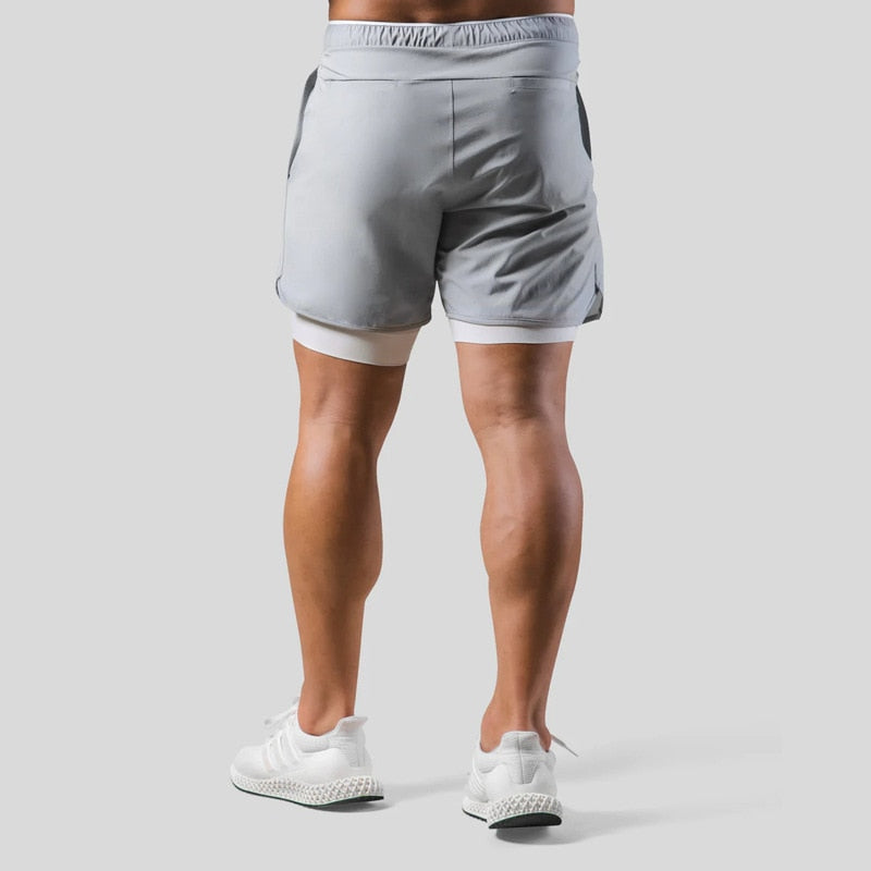 Heren 2-in-1 trainingsshort met geïntegreerde compressielaag
