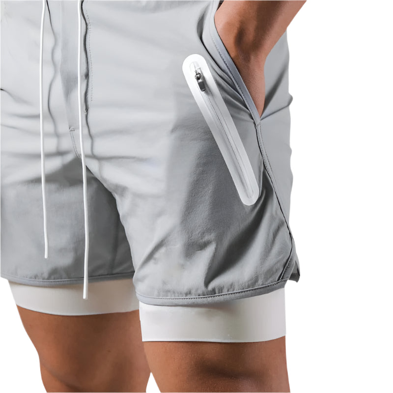 Heren 2-in-1 trainingsshort met geïntegreerde compressielaag