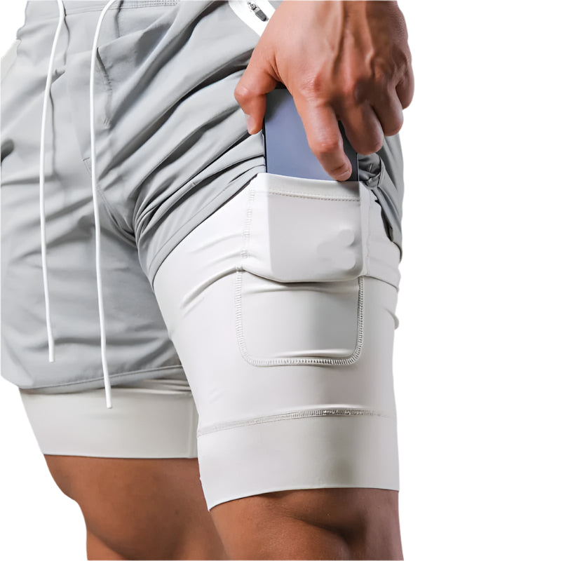 Heren 2-in-1 trainingsshort met geïntegreerde compressielaag