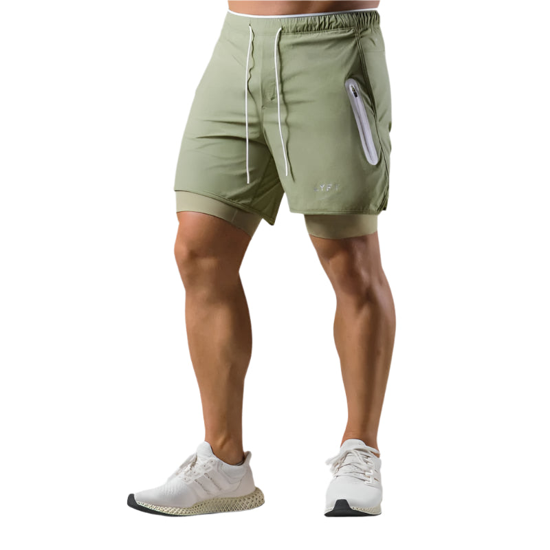Heren 2-in-1 trainingsshort met geïntegreerde compressielaag