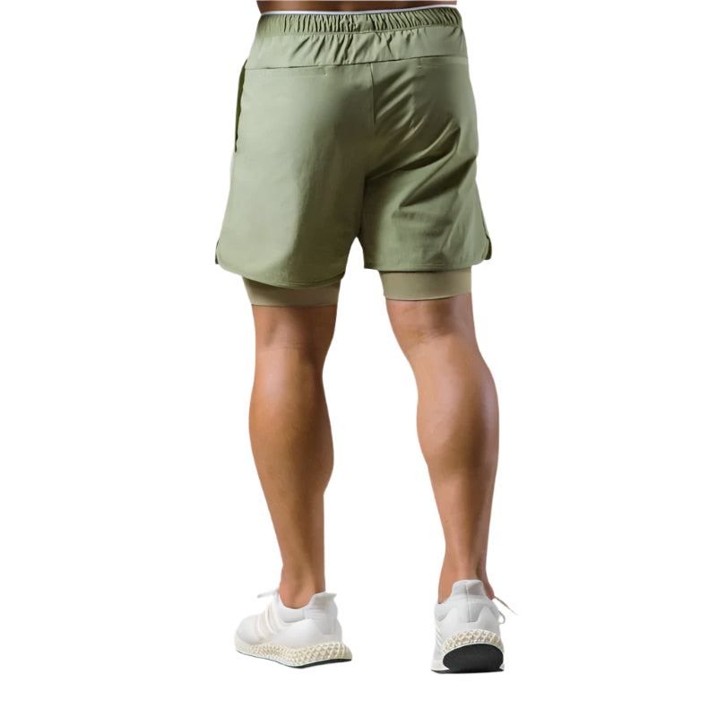Heren 2-in-1 trainingsshort met geïntegreerde compressielaag