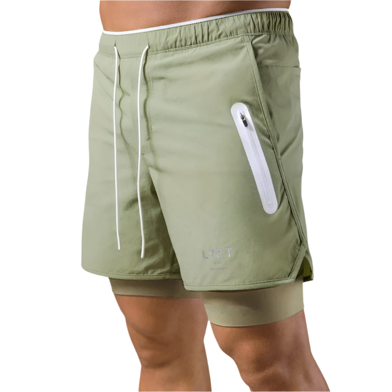 Heren 2-in-1 trainingsshort met geïntegreerde compressielaag