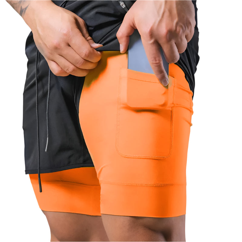 Heren 2-in-1 trainingsshort met geïntegreerde compressielaag