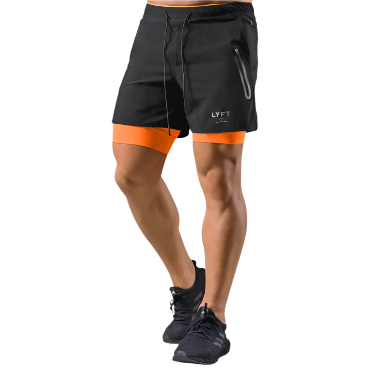 Heren 2-in-1 trainingsshort met geïntegreerde compressielaag