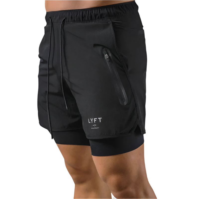 Heren 2-in-1 trainingsshort met geïntegreerde compressielaag