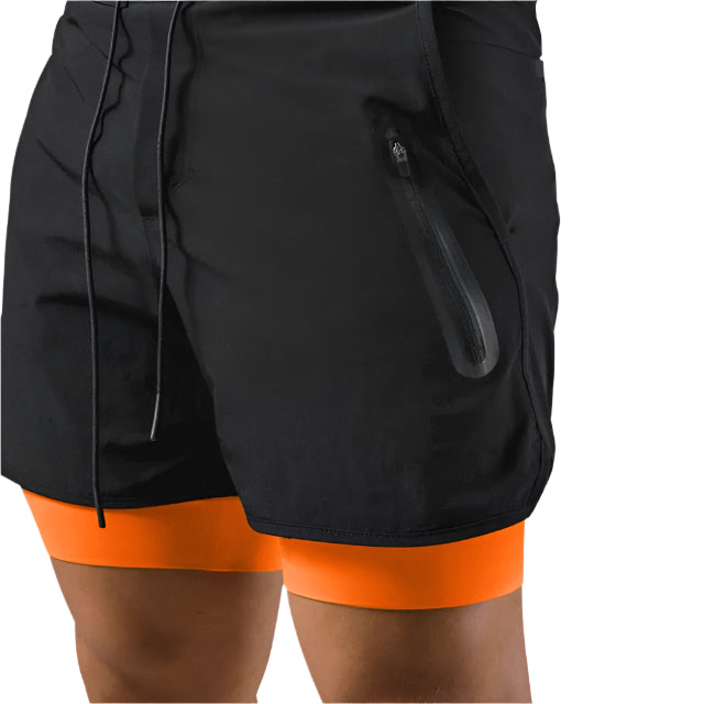 Heren 2-in-1 trainingsshort met geïntegreerde compressielaag