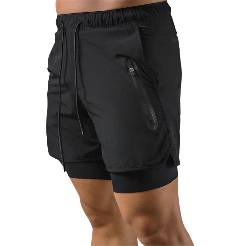 Heren 2-in-1 trainingsshort met geïntegreerde compressielaag