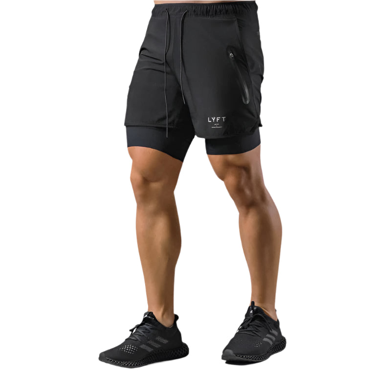 Heren 2-in-1 trainingsshort met geïntegreerde compressielaag