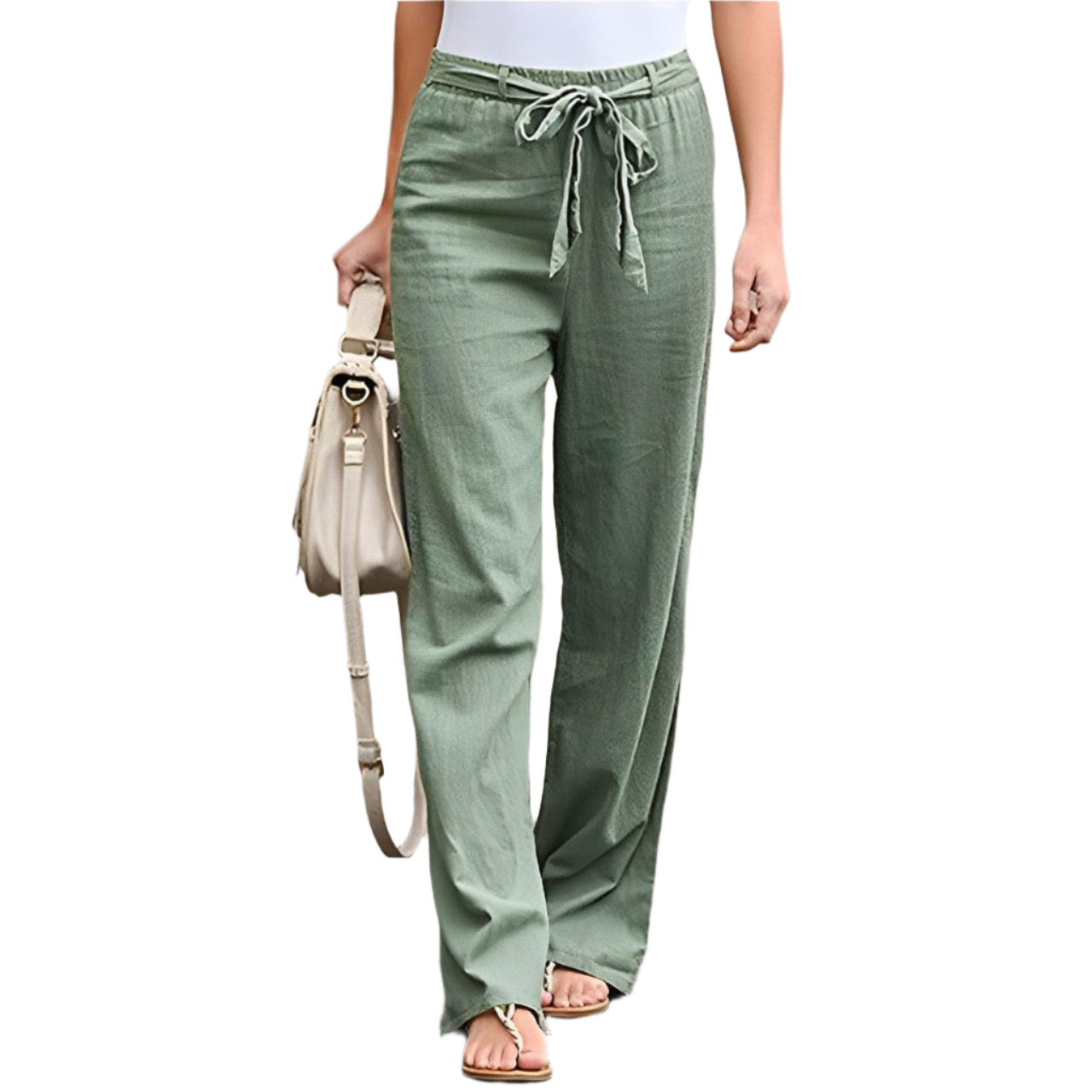 Dames zomerbroek in linnen broek heren stijl met elastische taille