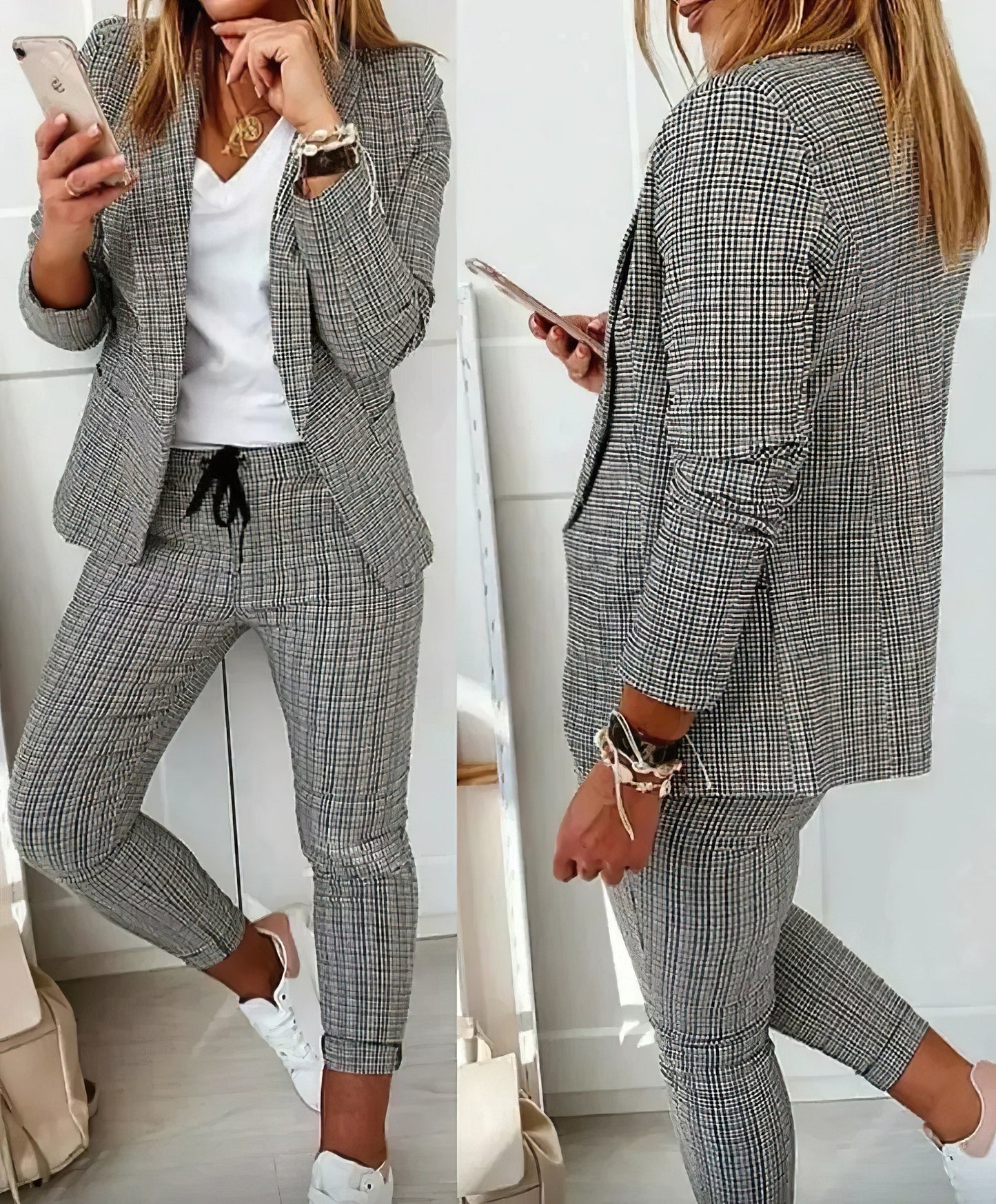 Blazer Jogger Set | Getailleerde blazer en taps toelopende broek Modehuis-Nederland