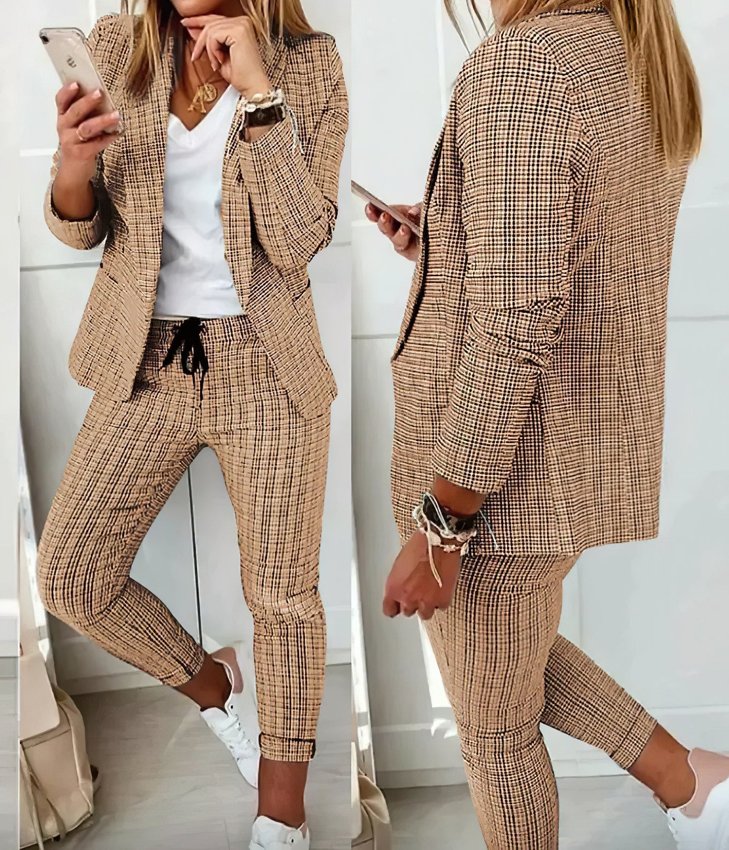 Blazer Jogger Set | Getailleerde blazer en taps toelopende broek Modehuis-Nederland