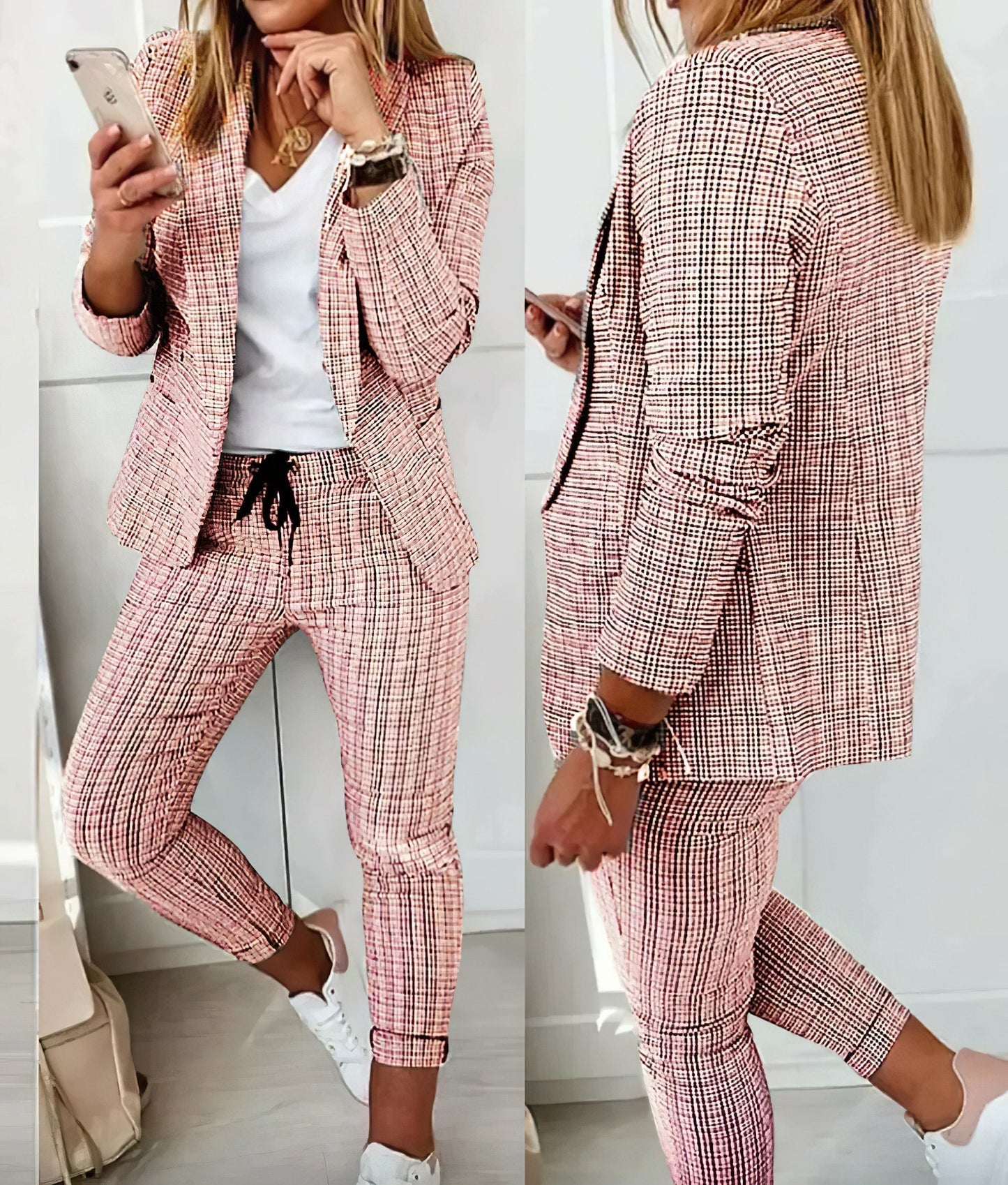 Blazer Jogger Set | Getailleerde blazer en taps toelopende broek Modehuis-Nederland
