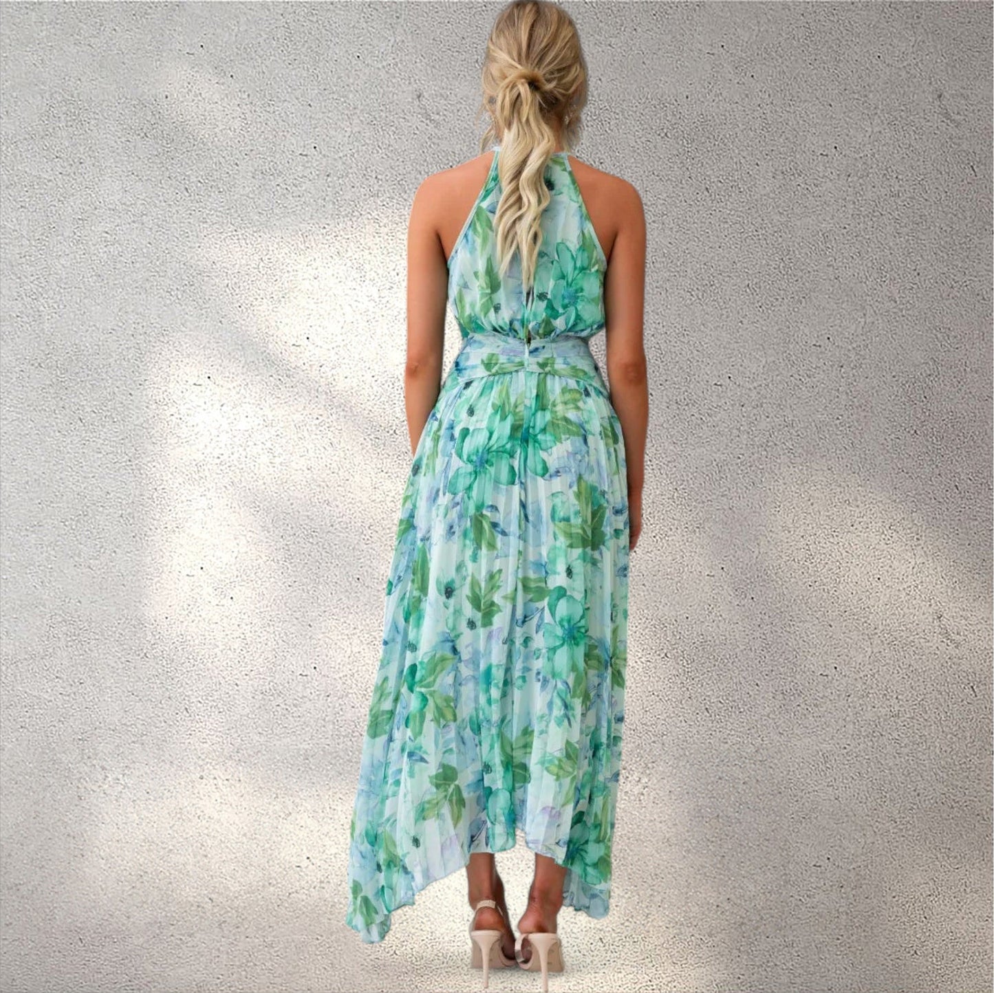 Flora | Elegante zomerjurk met haltertop Modehuis-Nederland