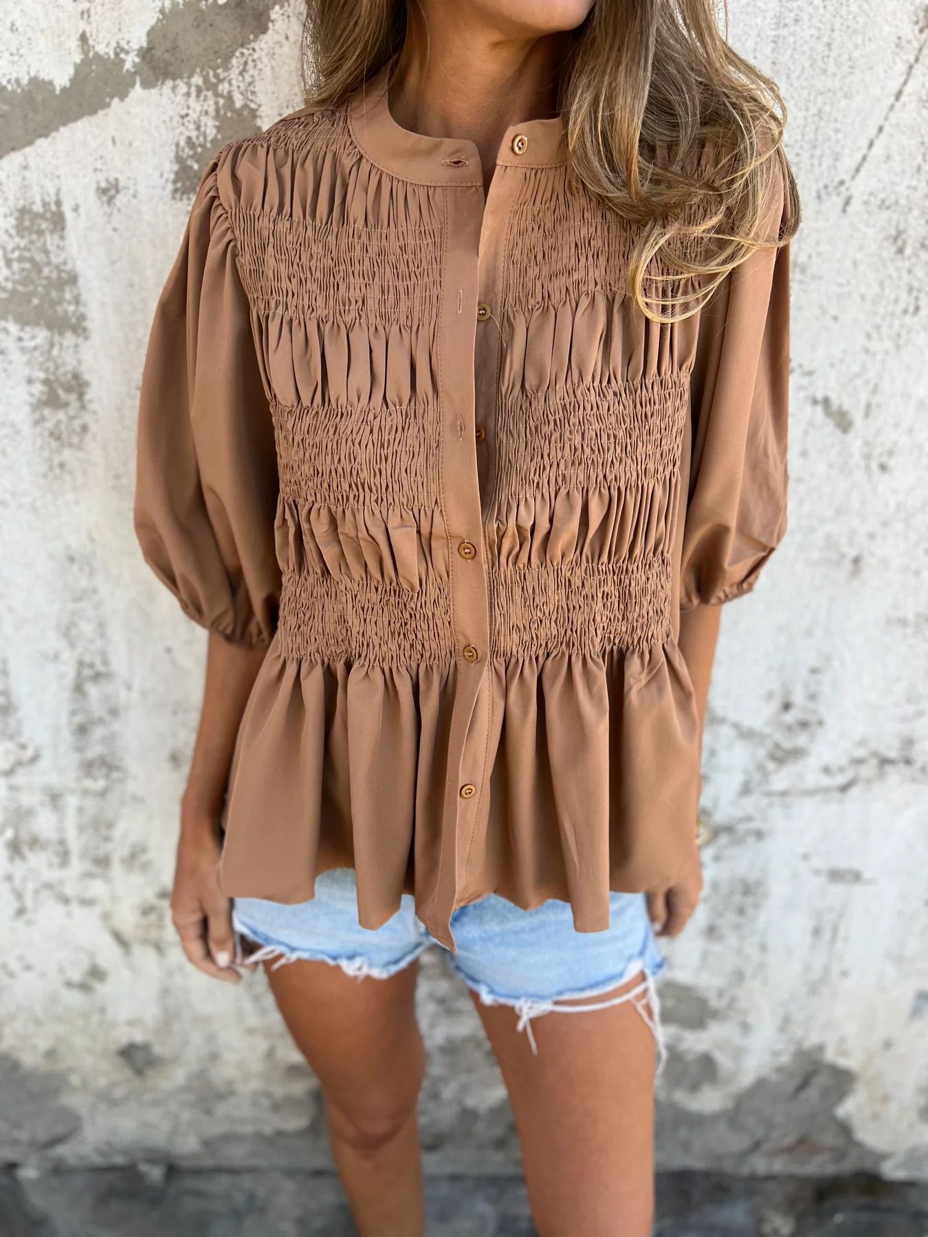 ELIZA™ - Pleated Button-Up Blouse Modehuis-Nederland