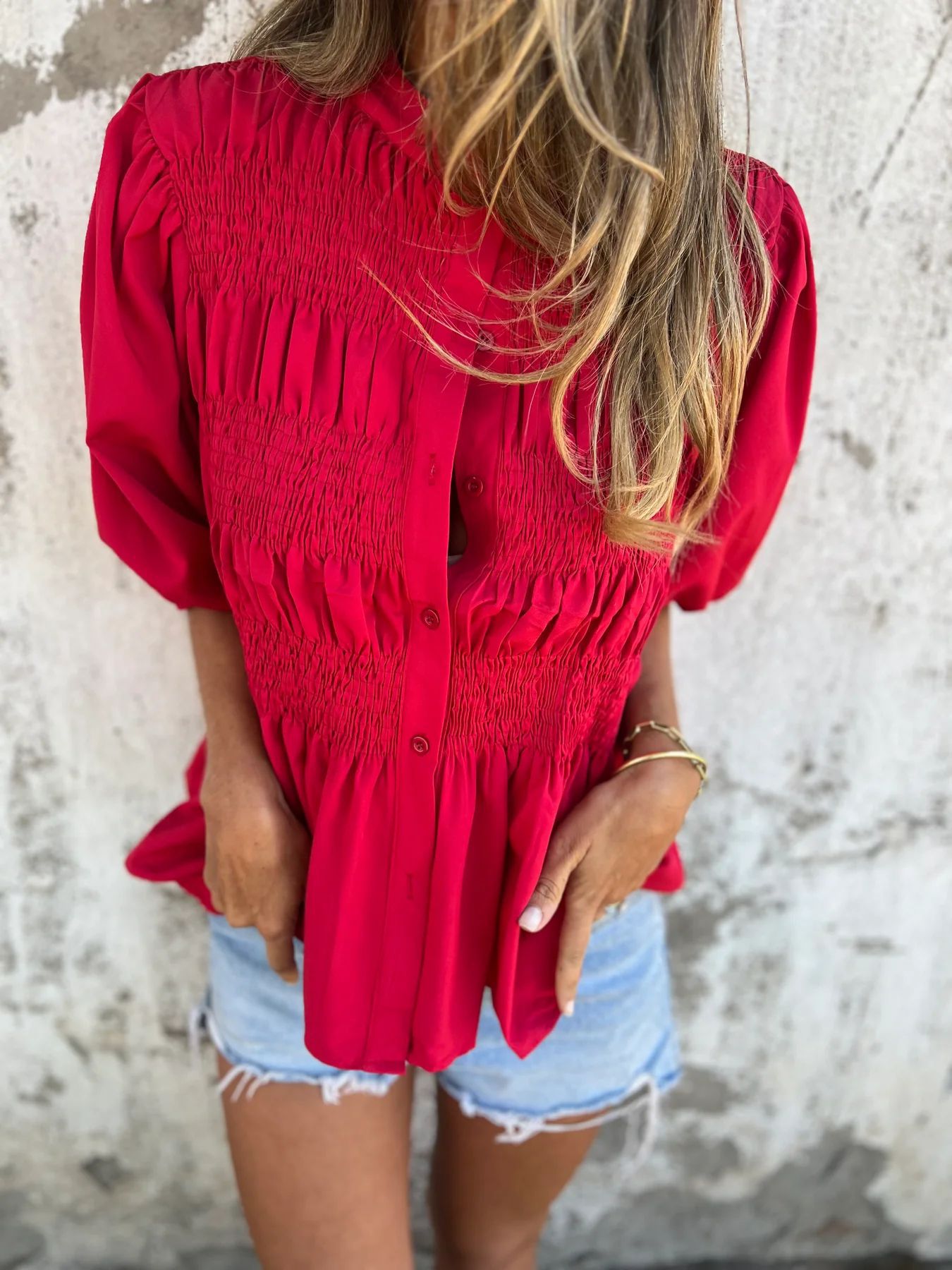 ELIZA™ - Pleated Button-Up Blouse Modehuis-Nederland