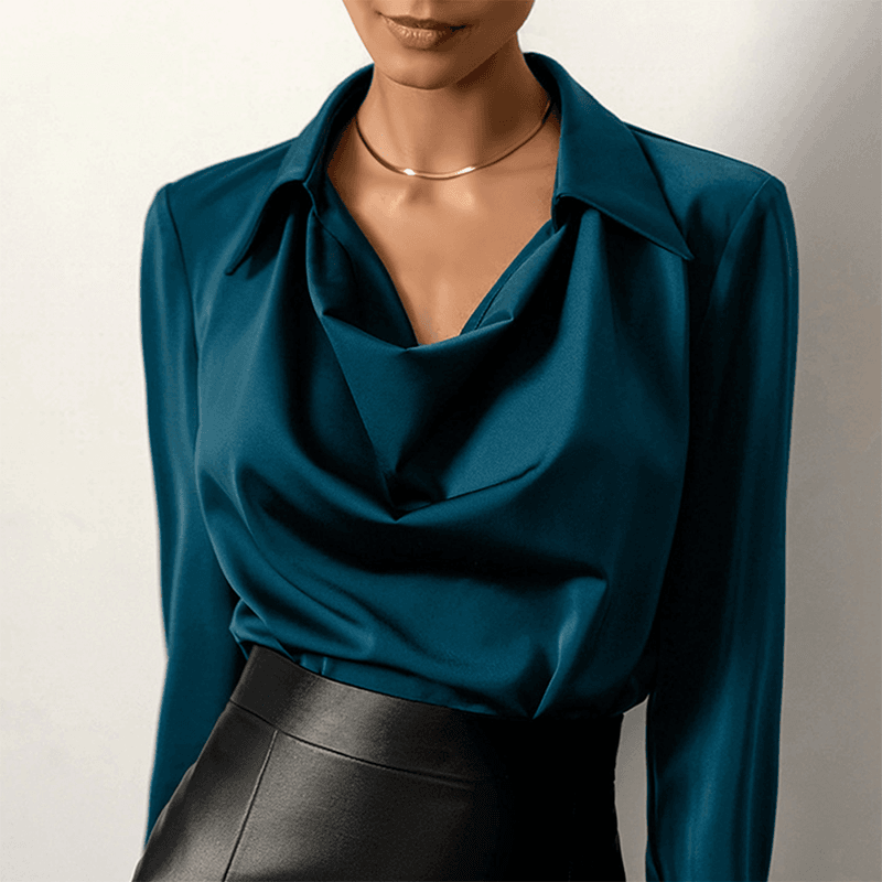Blouse - V-hals - Satijn - Perfect voor Elegante Gelegenheden Modehuis-Nederland