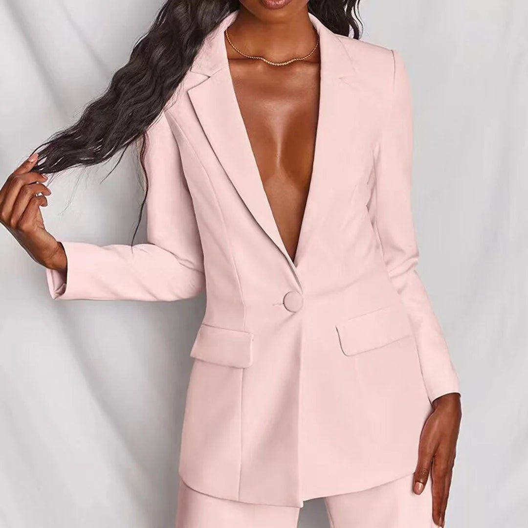 Evelyn – Taillierter Blazer & Weit geschnittene Hose Anzug-Set Modehuis-Nederland