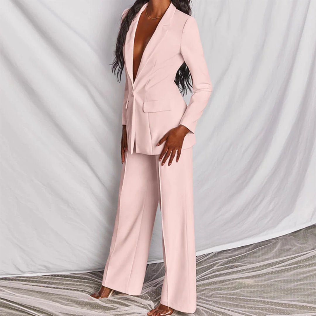 Evelyn – Taillierter Blazer & Weit geschnittene Hose Anzug-Set Modehuis-Nederland