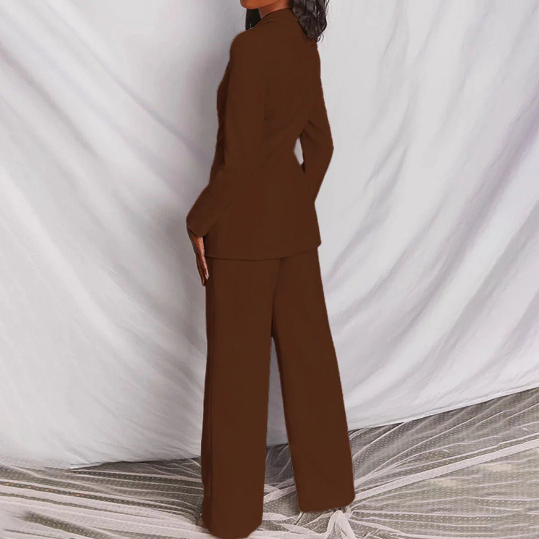 Evelyn – Taillierter Blazer & Weit geschnittene Hose Anzug-Set Modehuis-Nederland