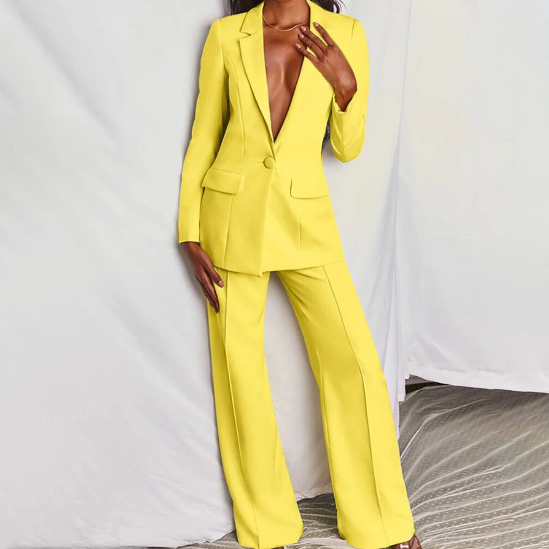 Evelyn – Taillierter Blazer & Weit geschnittene Hose Anzug-Set Modehuis-Nederland
