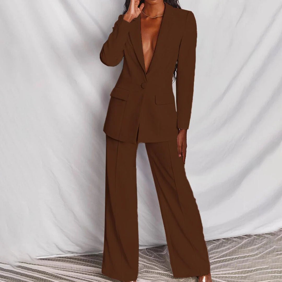 Evelyn – Taillierter Blazer & Weit geschnittene Hose Anzug-Set Modehuis-Nederland