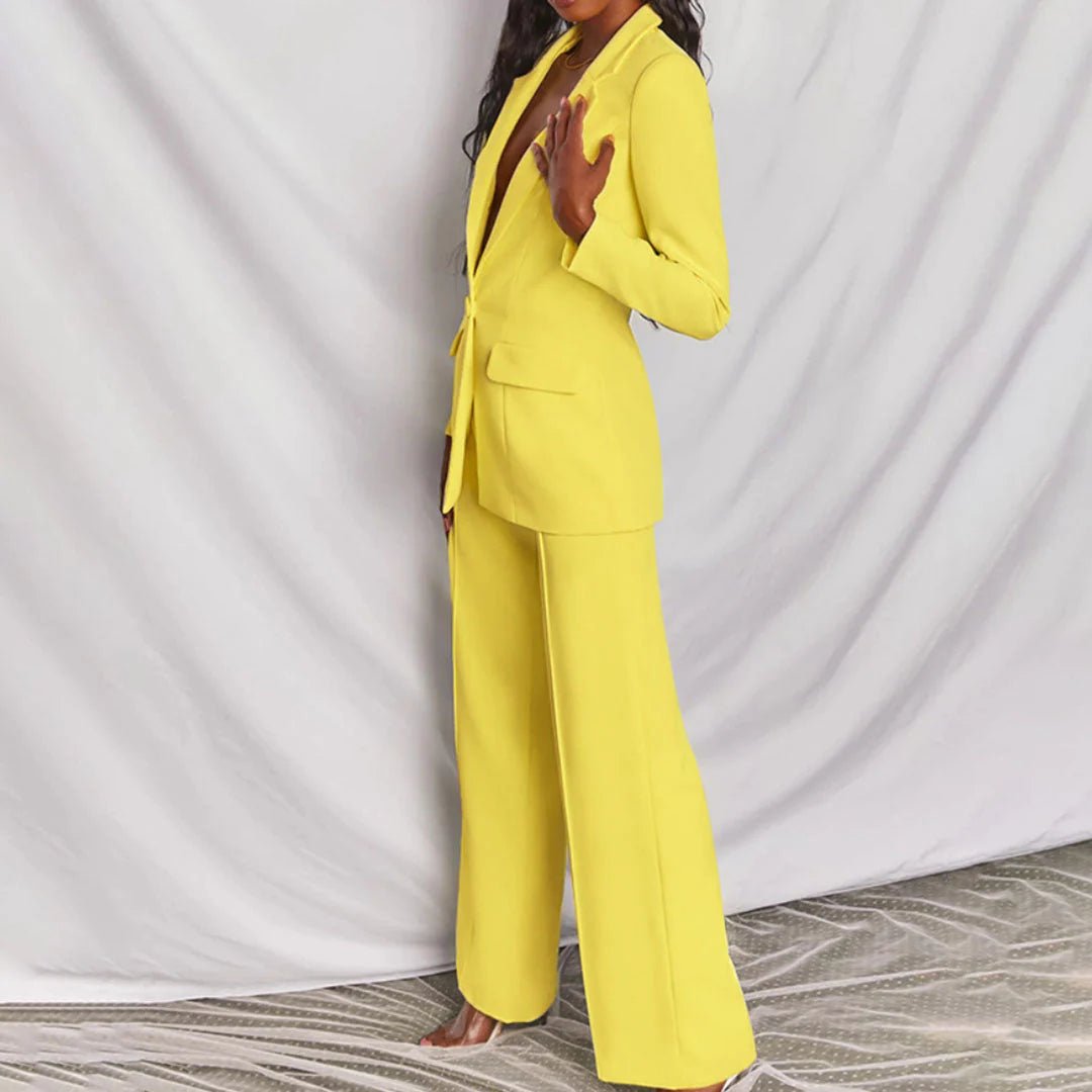 Evelyn – Taillierter Blazer & Weit geschnittene Hose Anzug-Set Modehuis-Nederland