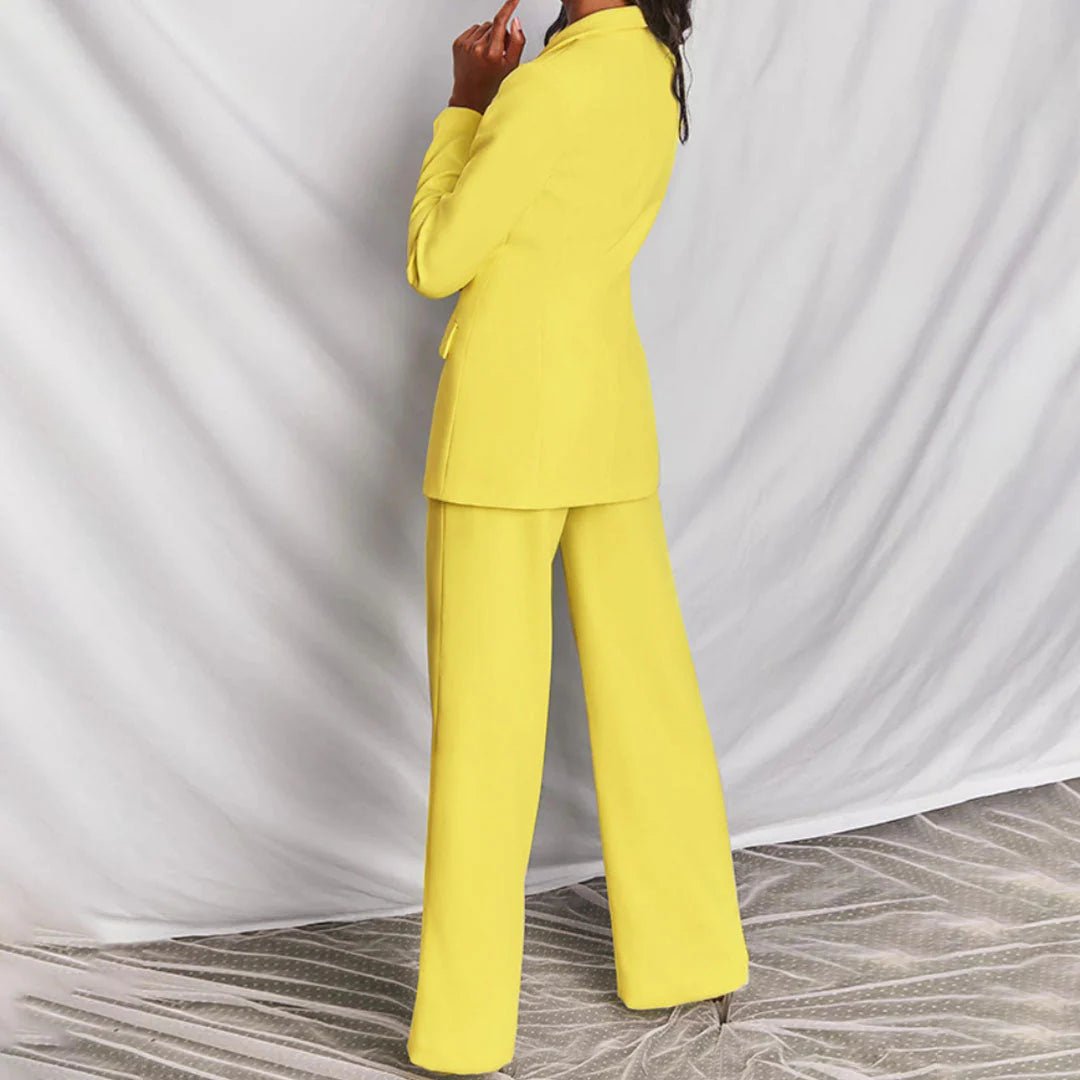 Evelyn – Taillierter Blazer & Weit geschnittene Hose Anzug-Set Modehuis-Nederland