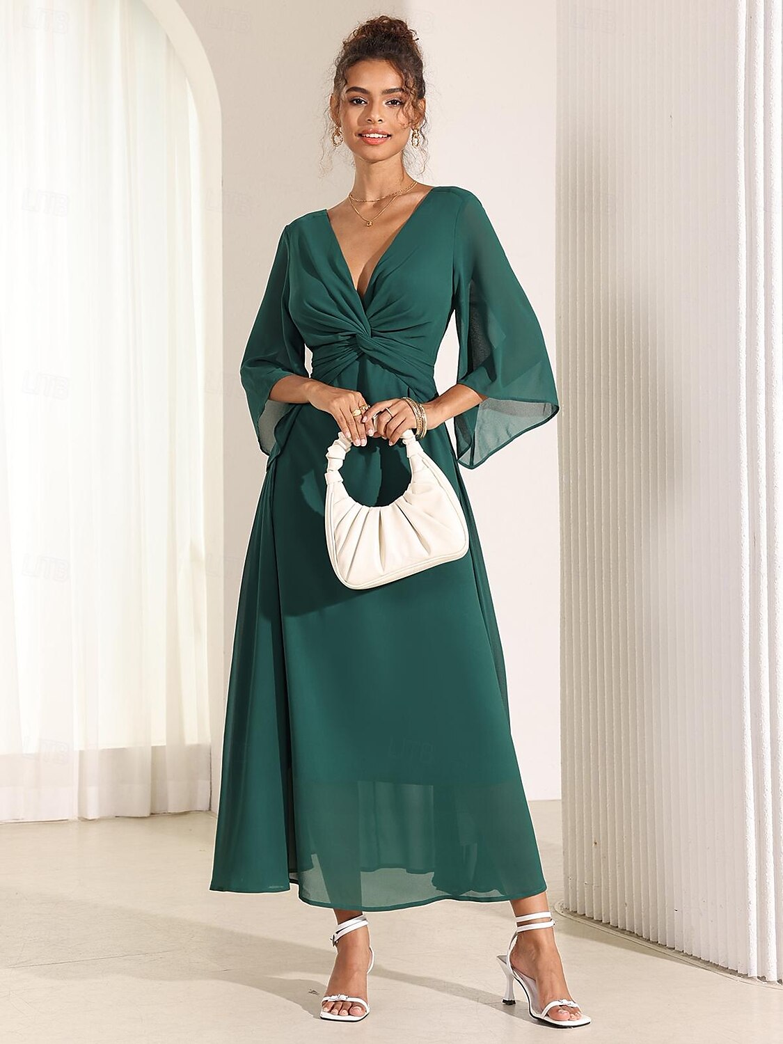 Isabellaâ„¢ | Lange jurk met elegante ruches Modehuis-Nederland