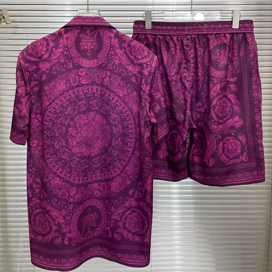 Quint | Heren set met overhemd met korte mouwen en bijpassende short Modehuis-Nederland