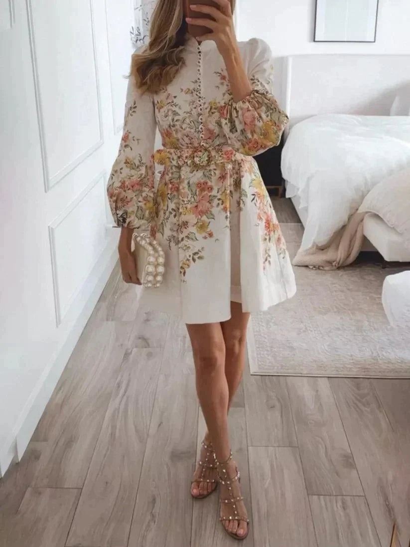 Louelle - Bedrukte mini-jurk met knoopsluiting Modehuis-Nederland