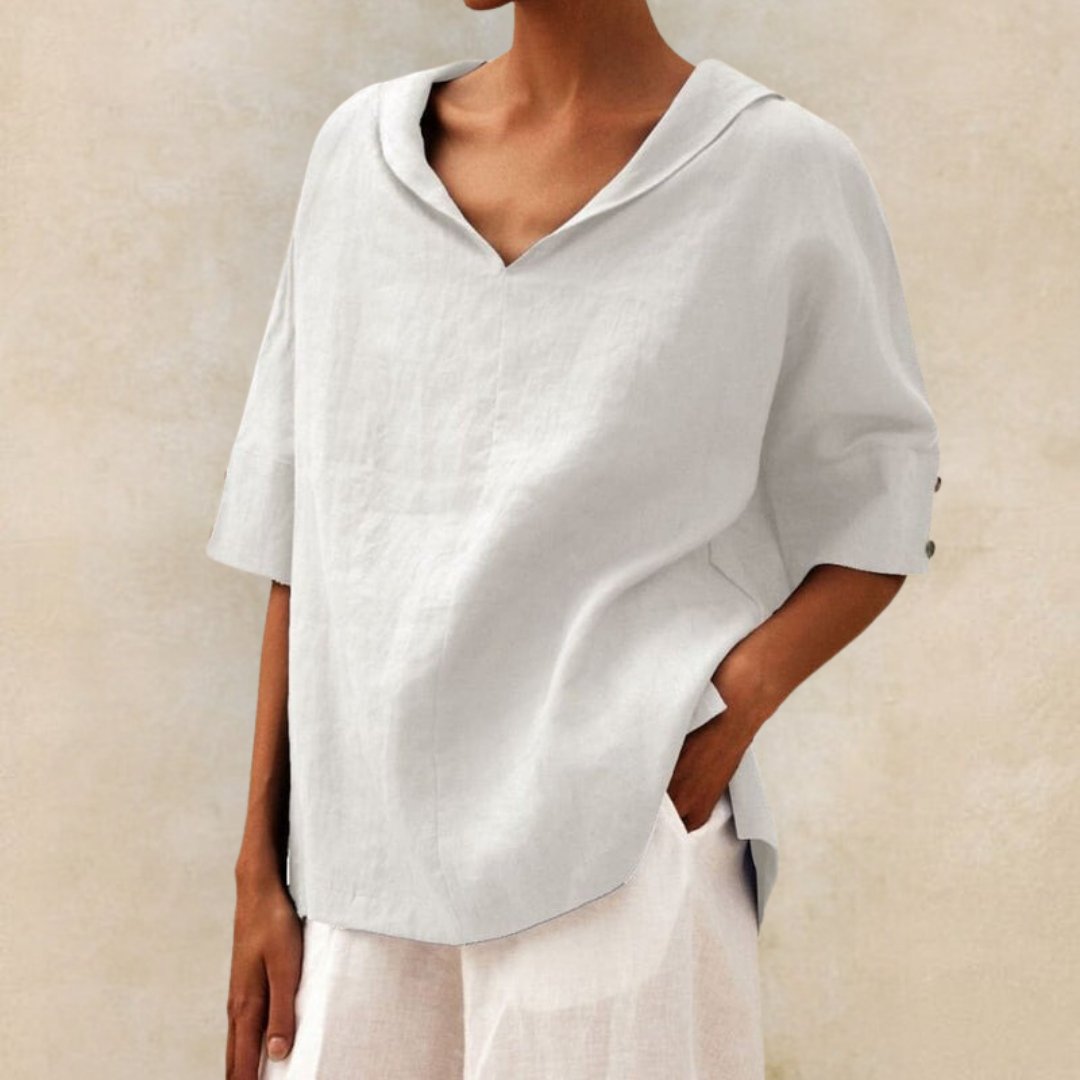 Martha | V-Neck Casual Linen Shirt Modehuis-Nederland