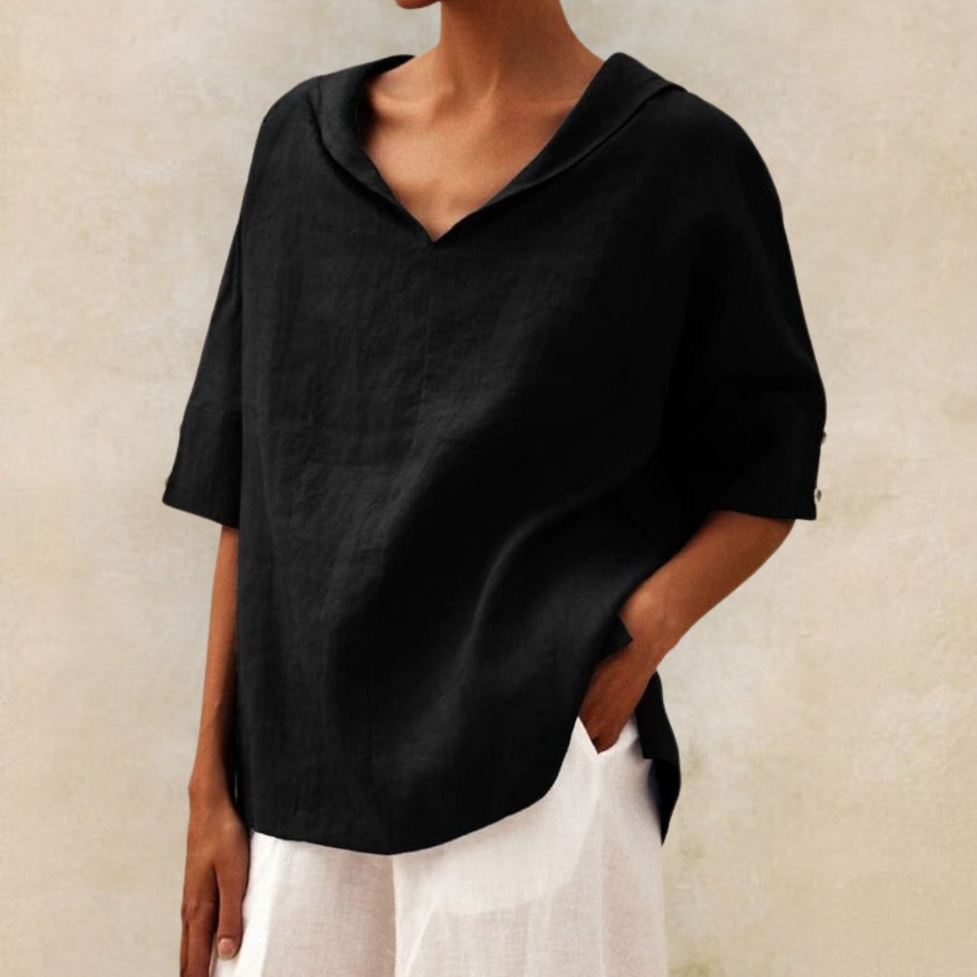 Martha | V-Neck Casual Linen Shirt Modehuis-Nederland