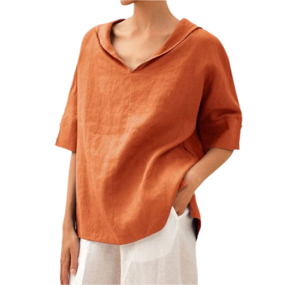 Martha | V-Neck Casual Linen Shirt Modehuis-Nederland