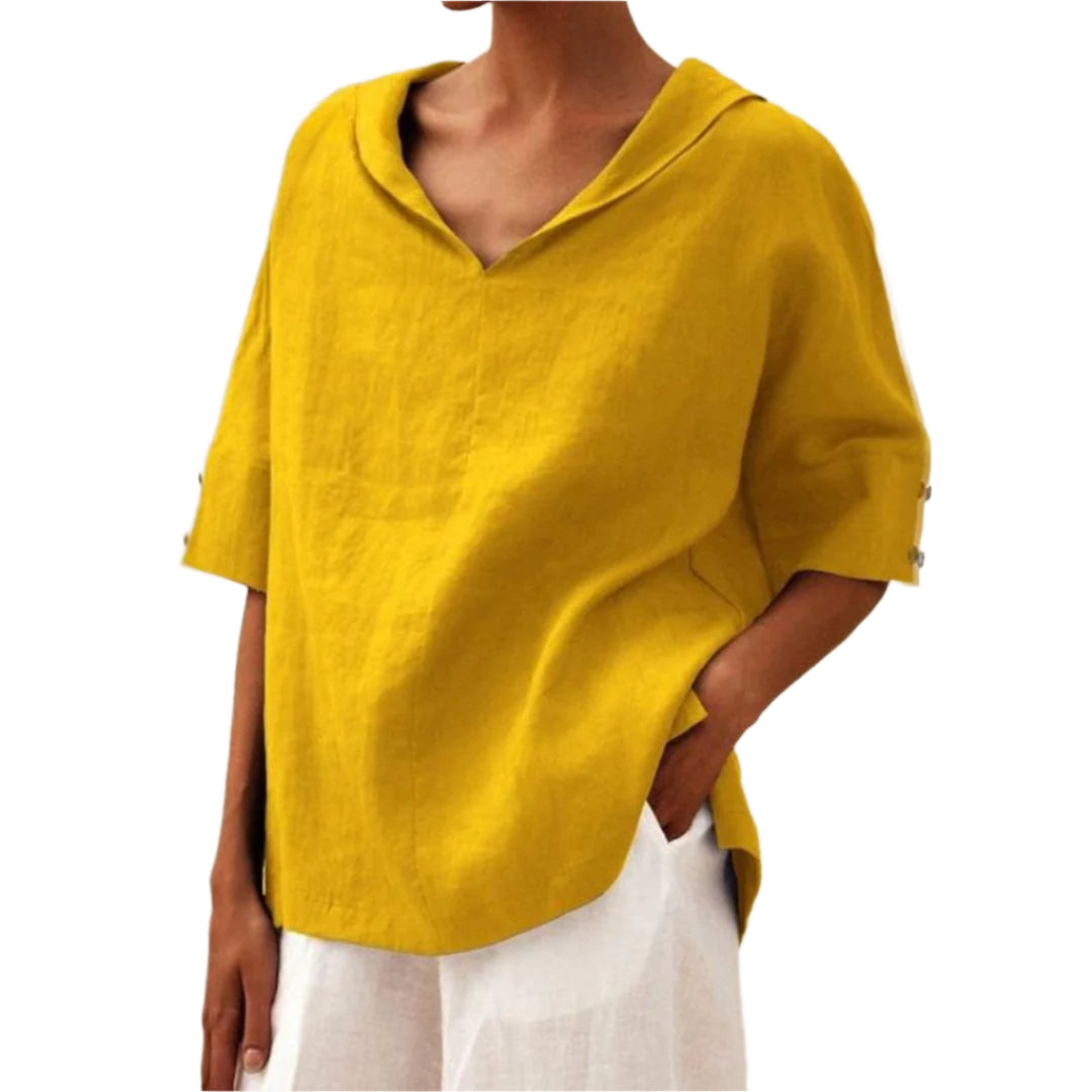 Martha | V-Neck Casual Linen Shirt Modehuis-Nederland