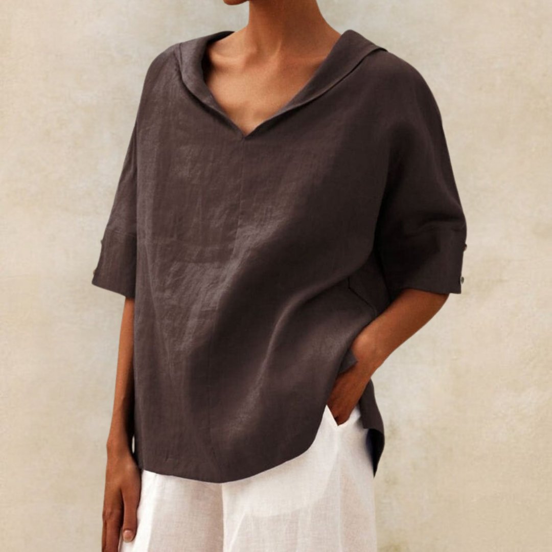 Martha | V-Neck Casual Linen Shirt Modehuis-Nederland