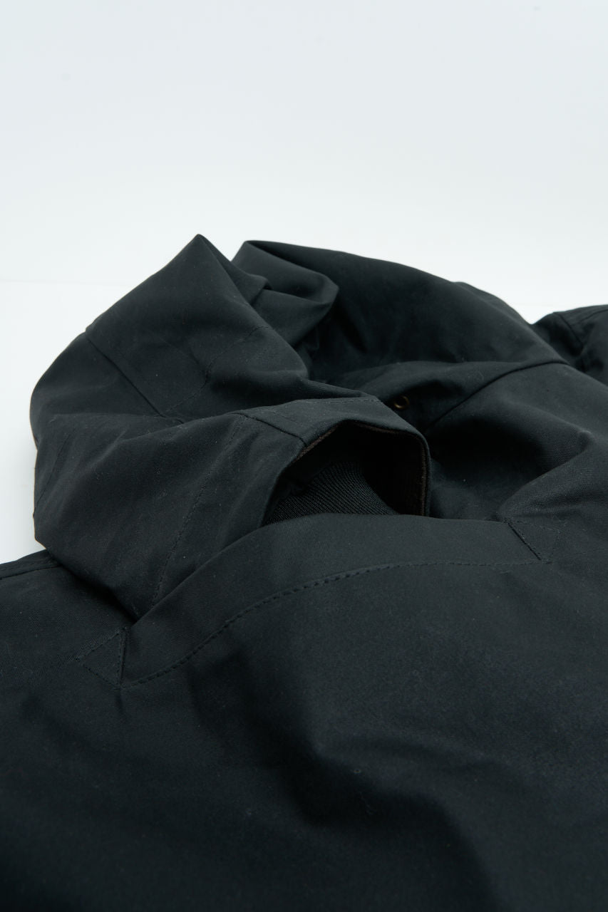 Manifattura Ceccarelli Waxed Deck Jacket Wool Teddy Fur Black Modehuis-Nederland