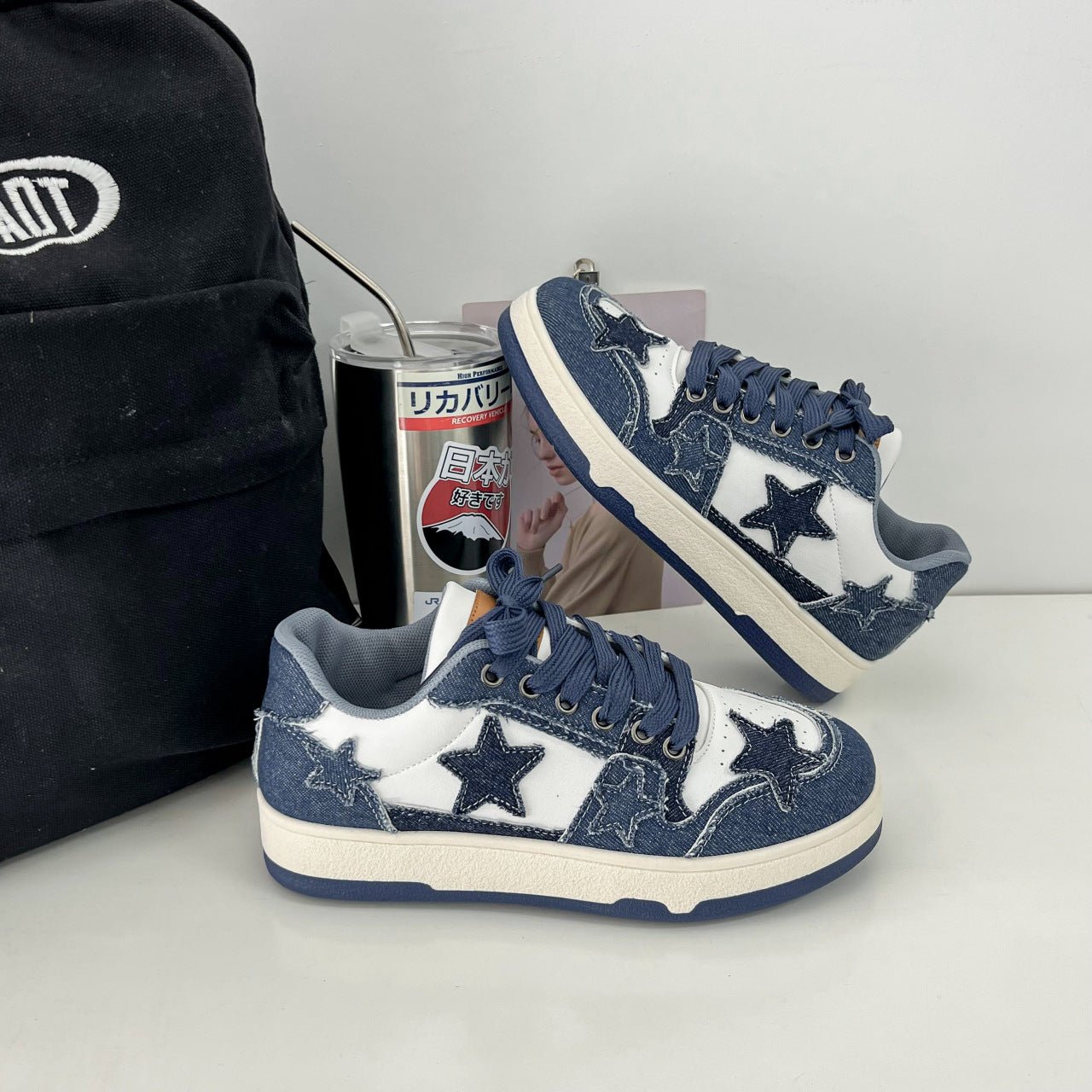 jeans-sneaker mit sternapplikation im retro-look Modehuis-Nederland