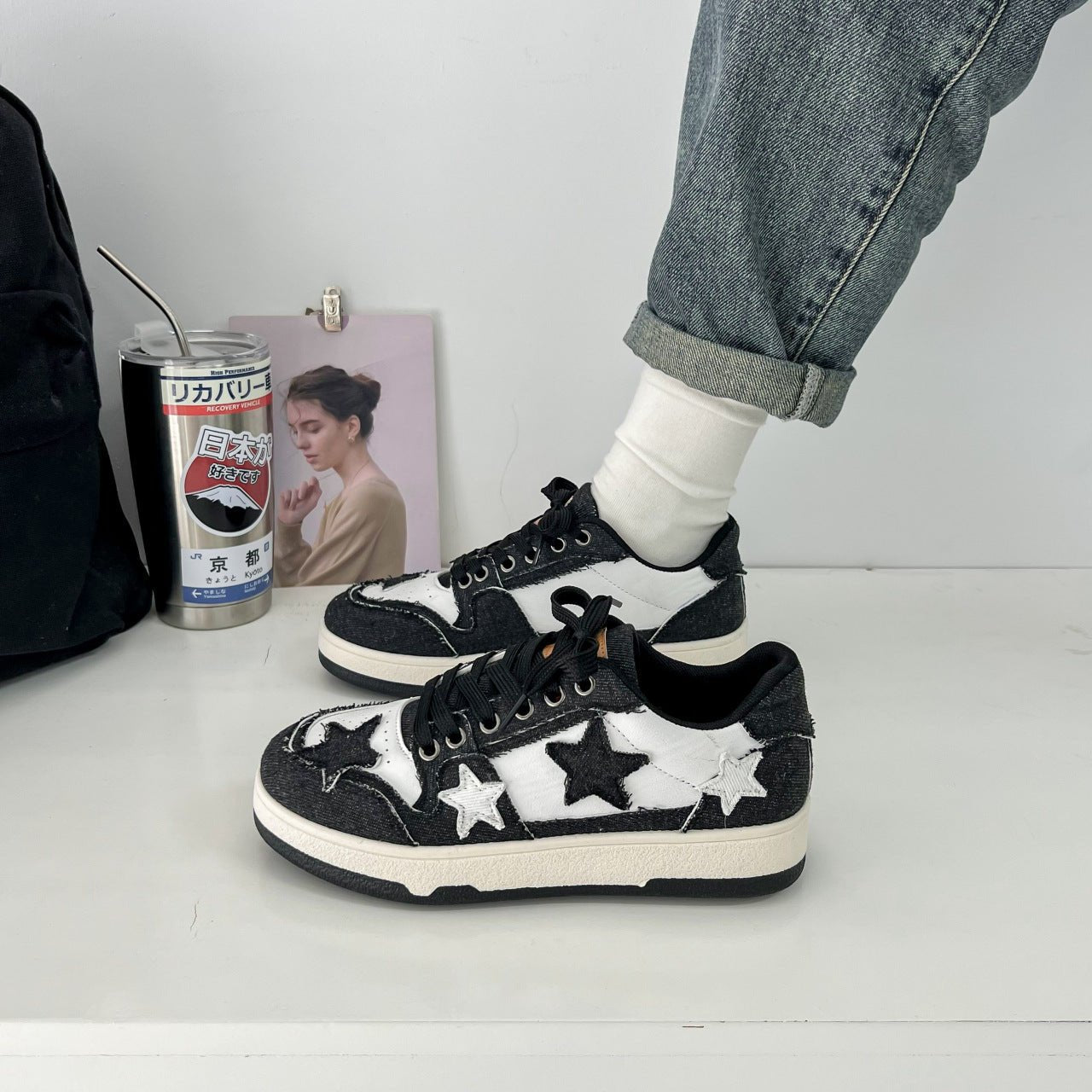 jeans-sneaker mit sternapplikation im retro-look Modehuis-Nederland