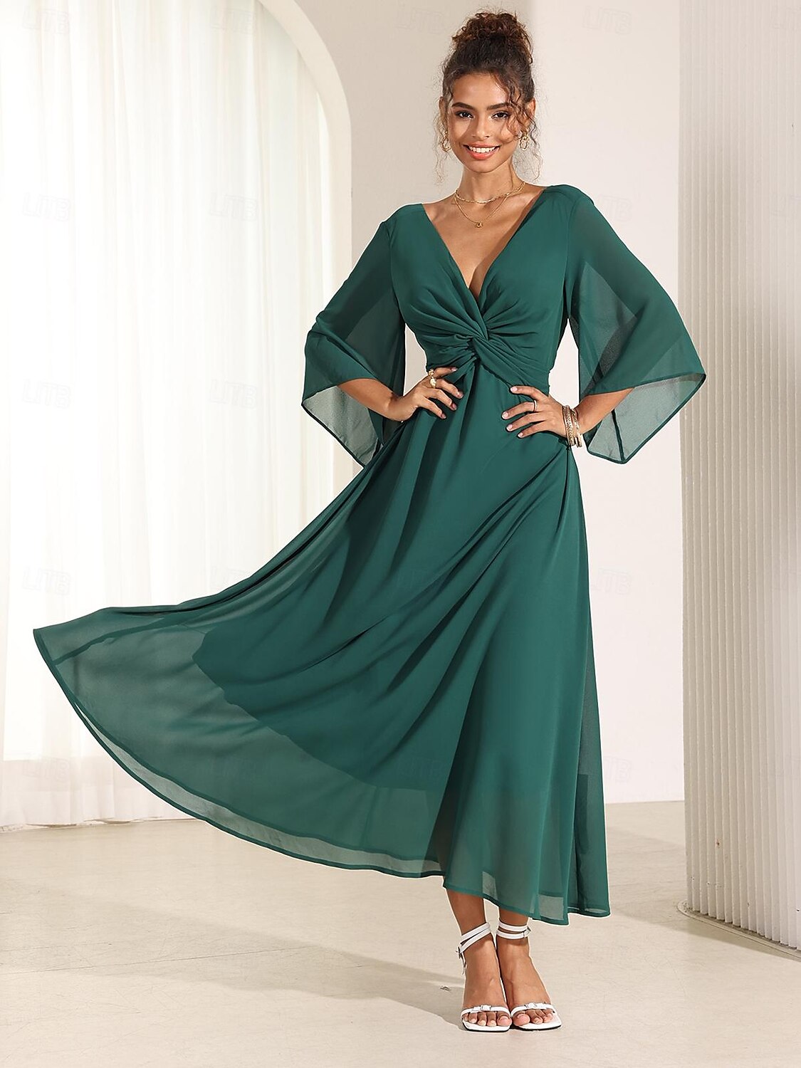 Isabellaâ„¢ | Lange jurk met elegante ruches Modehuis-Nederland