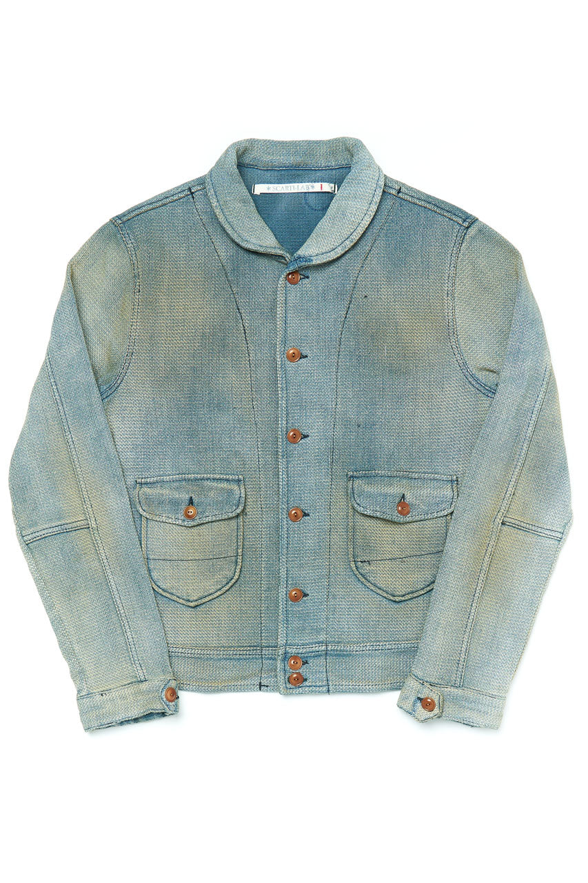 Scarti Lab Dobby Jacket 707-SU928 Indigo Dirt Wash Modehuis-Nederland