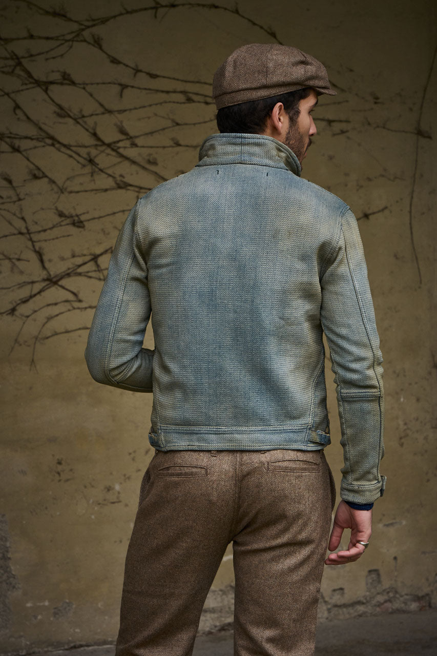 Scarti Lab Dobby Jacket 707-SU928 Indigo Dirt Wash Modehuis-Nederland
