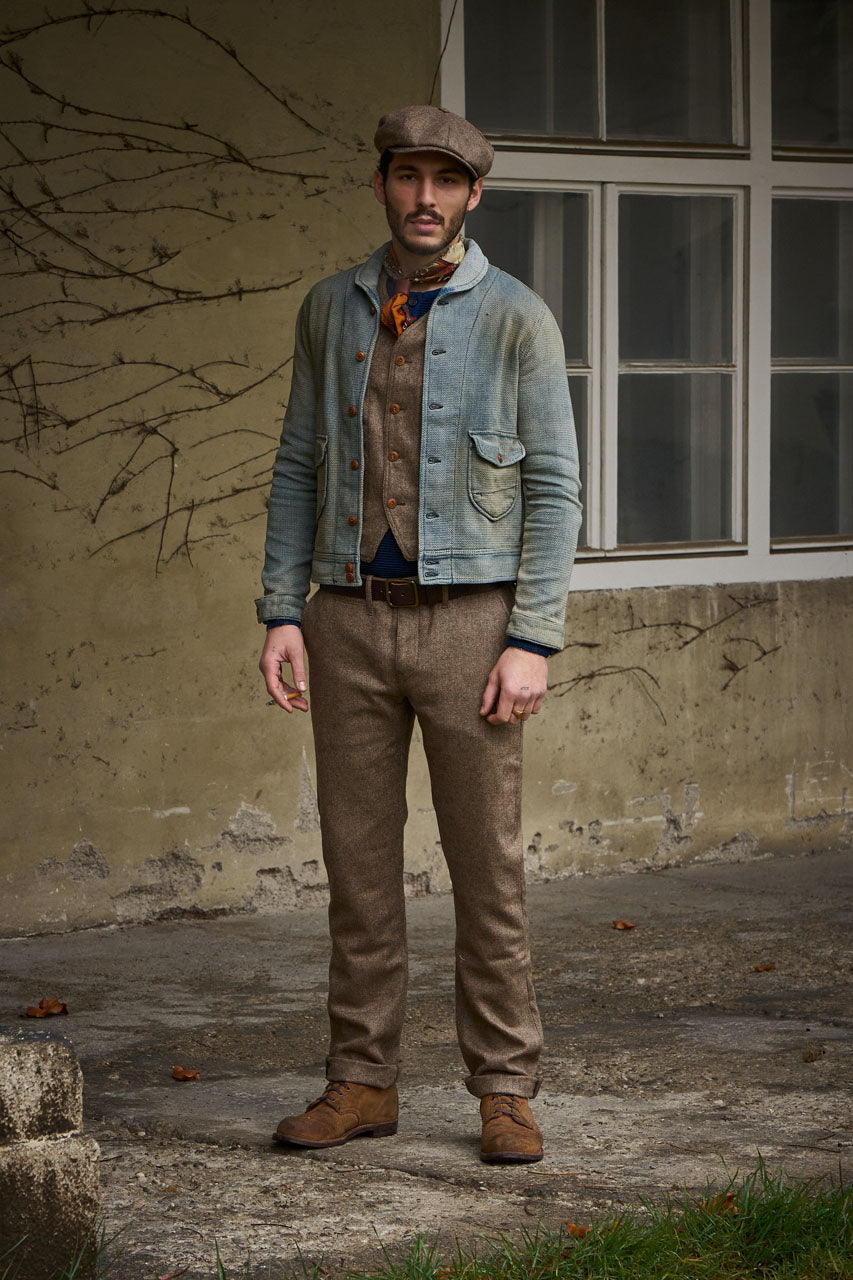 Scarti Lab Dobby Jacket 707-SU928 Indigo Dirt Wash Modehuis-Nederland
