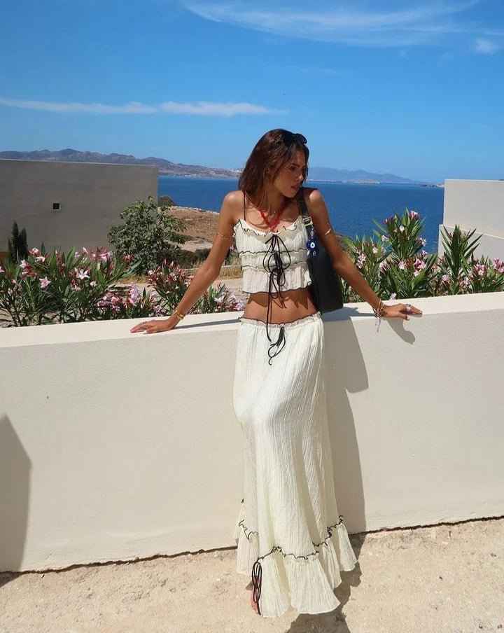 Sofia – Zweiteiliges Boho-Set mit Rüschen und Schnürdetails Modehuis-Nederland