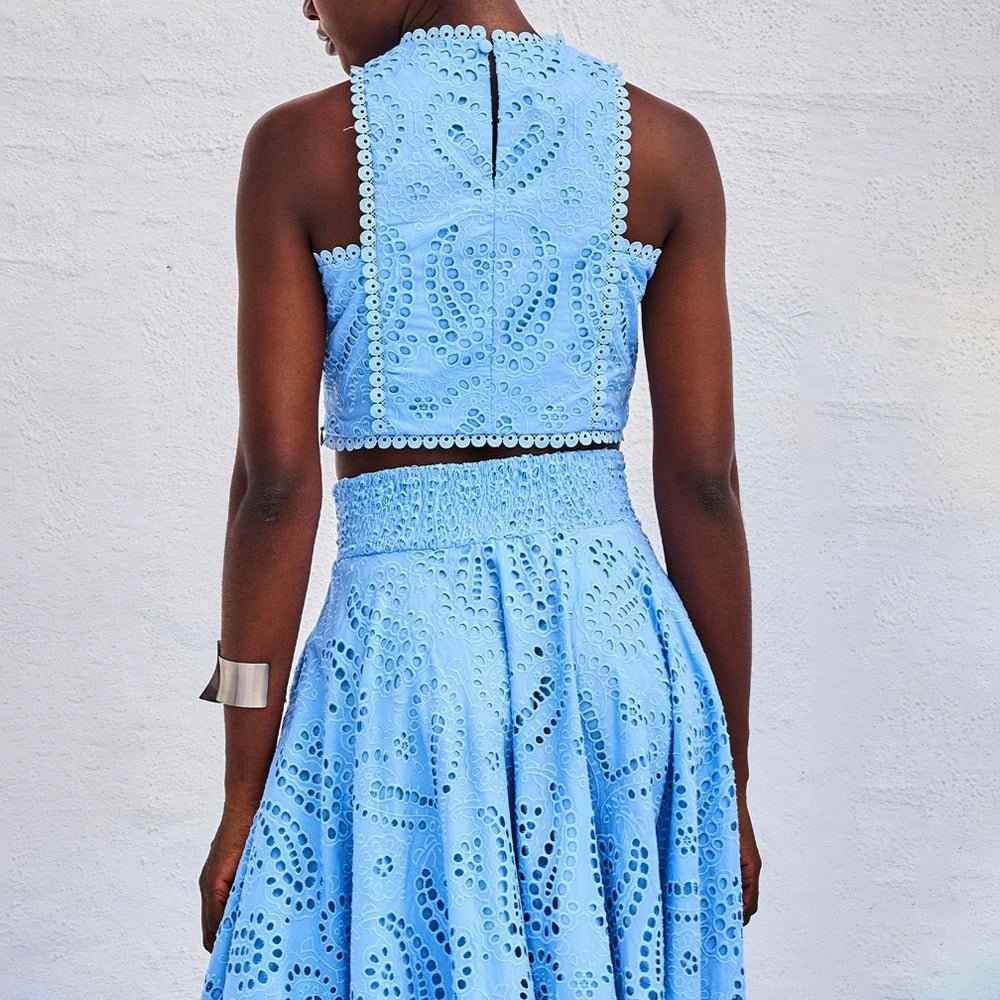 Amara – Zweiteiliges Sommer-Set mit Cut-out-Stickerei und Maxi-Rock Modehuis-Nederland