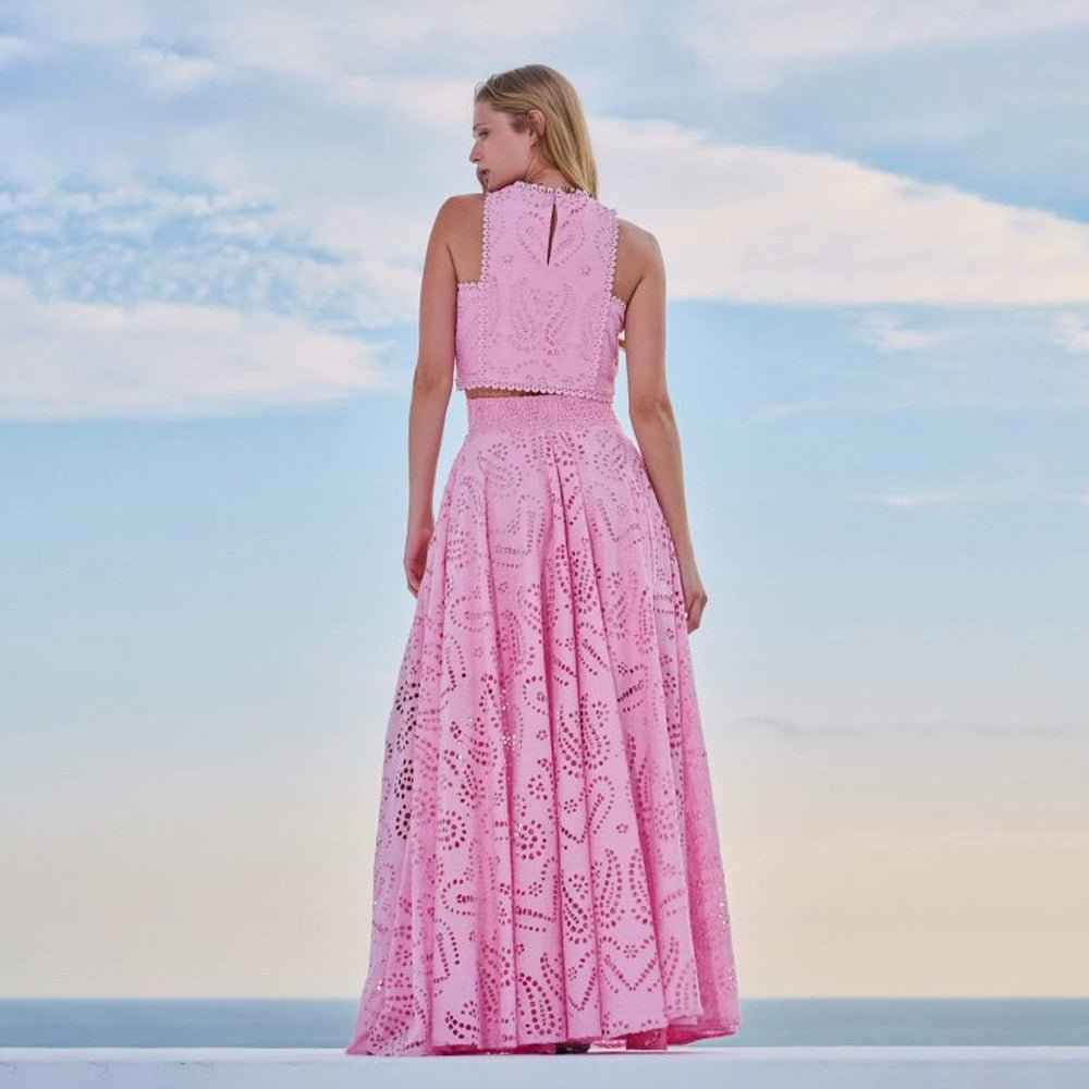 Amara – Zweiteiliges Sommer-Set mit Cut-out-Stickerei und Maxi-Rock Modehuis-Nederland